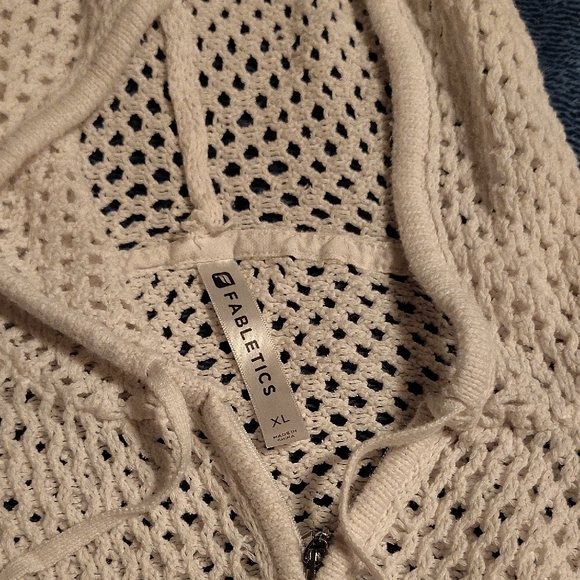 Fabletics Cream Knit Hooded Cardigan - Picture 2 of 3